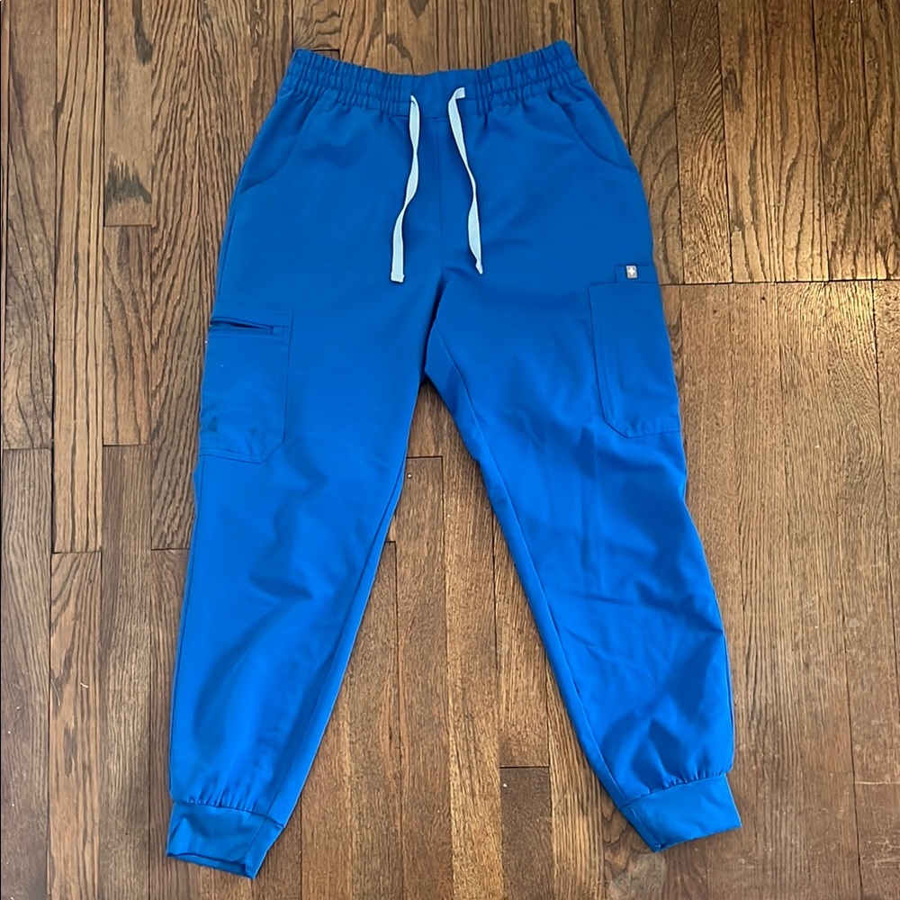 Figs Blue Track Pants with White Drawstring